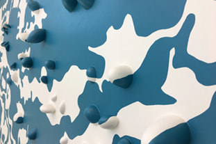 abstract, organic white and blue shapes